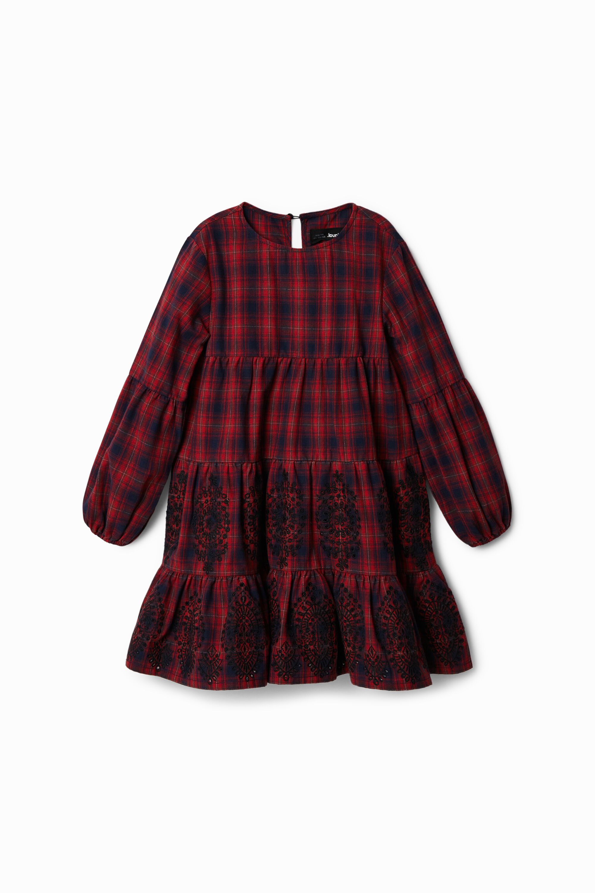 Vestido Desigual Cuadros Bordado Suizo Vestido Desigual Cuadros Bordado Suizo