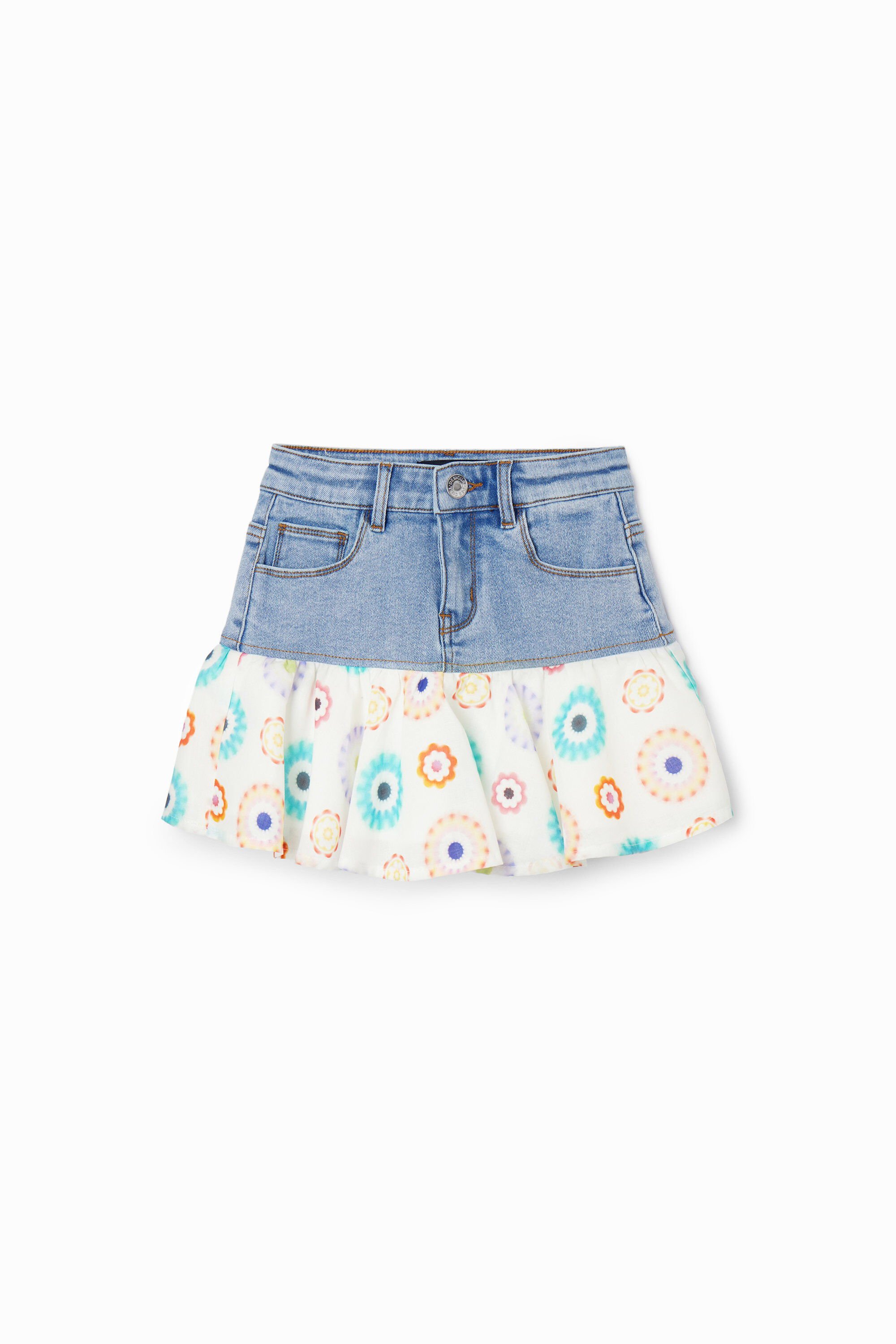 Minifalda vaquera Desigual con volante de geometría Minifalda vaquera Desigual con volante de geometría