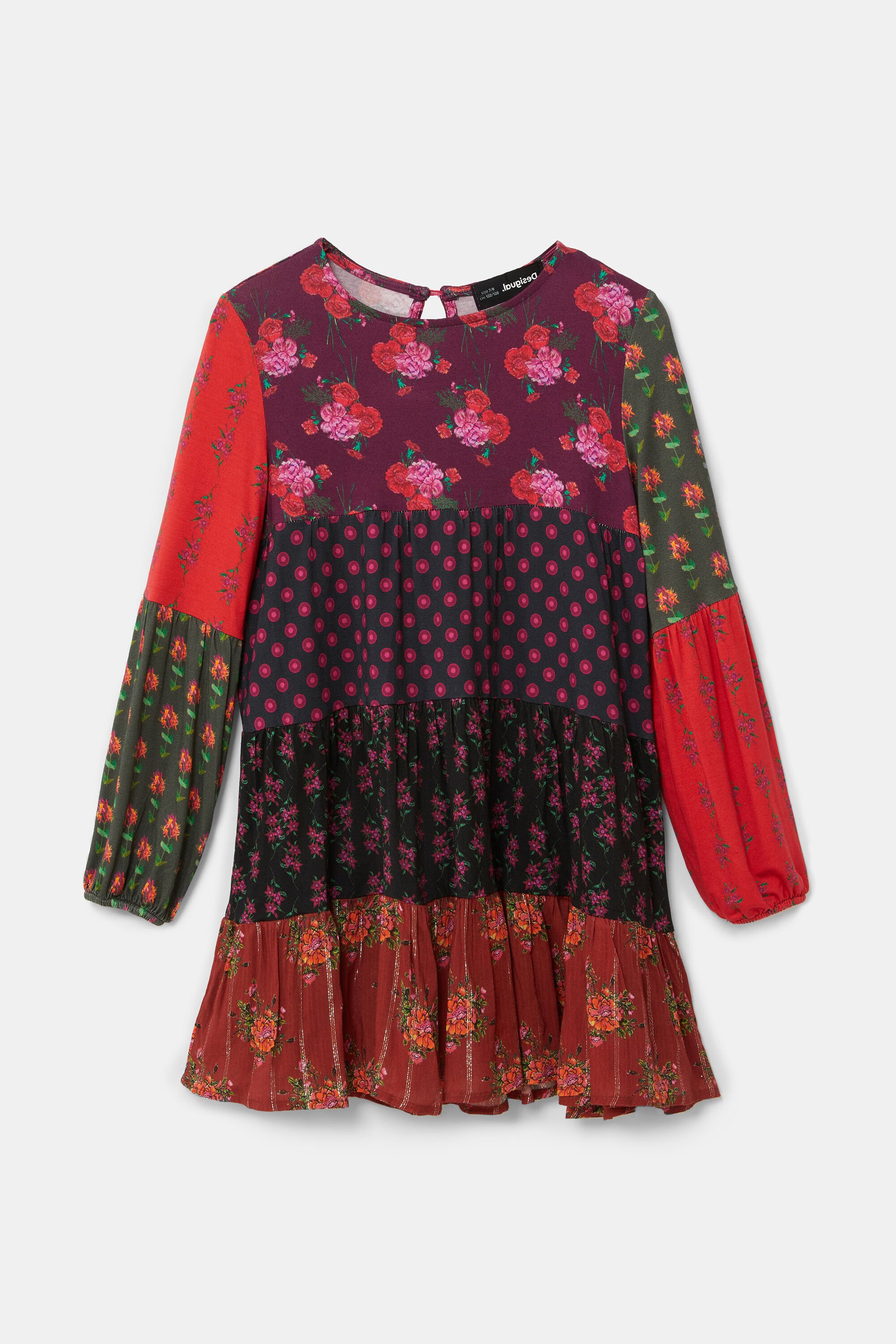 Vestido trapecio patch flores fehombre Desigual