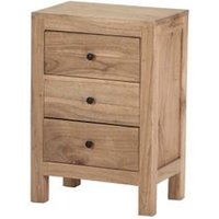 Mesita de Noche con 3 Cajones Madera Mindi 45x30x66cm