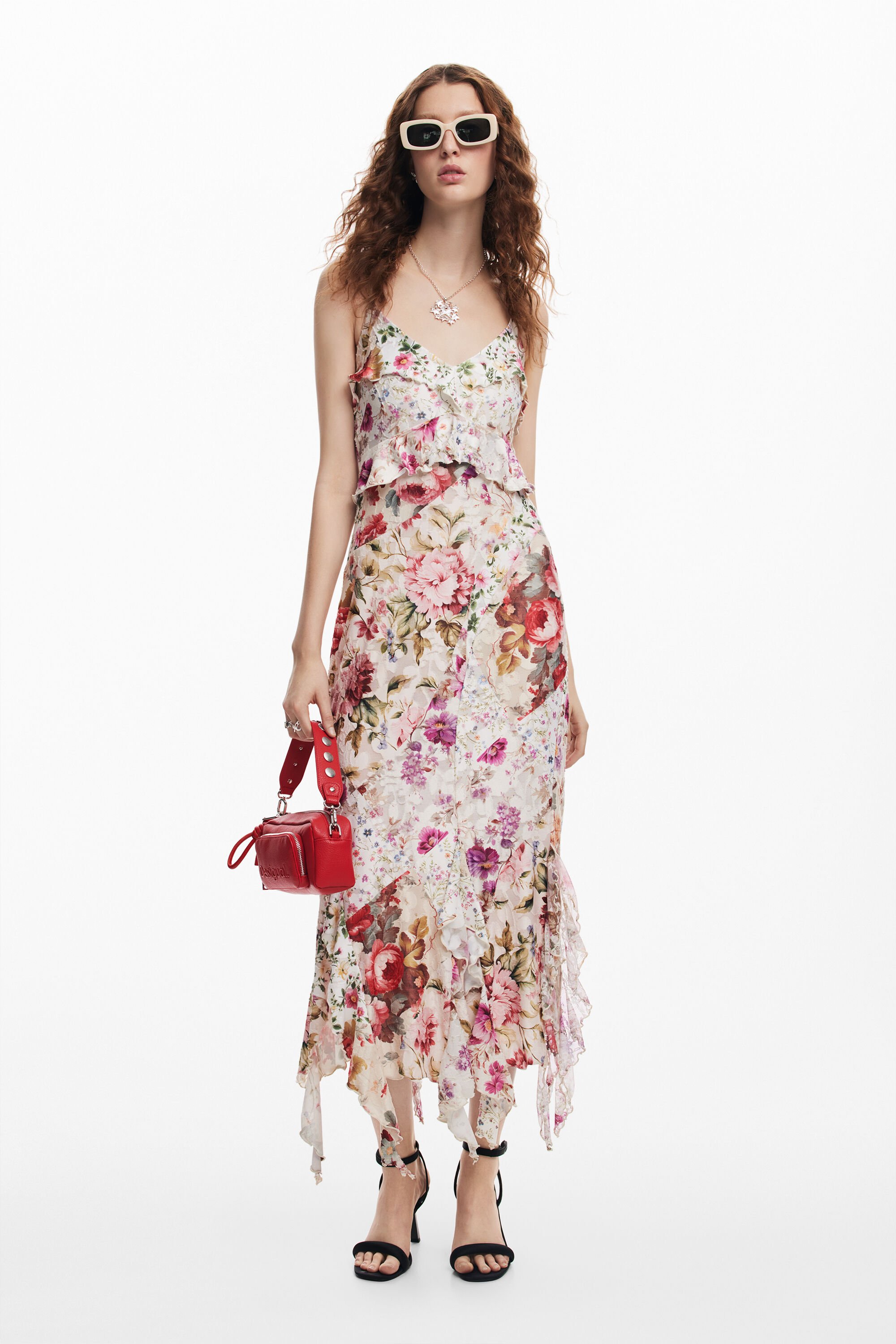 Vestido largo con estampado floral Desigual para mujer Vestido largo con estampado floral Desigual para mujer