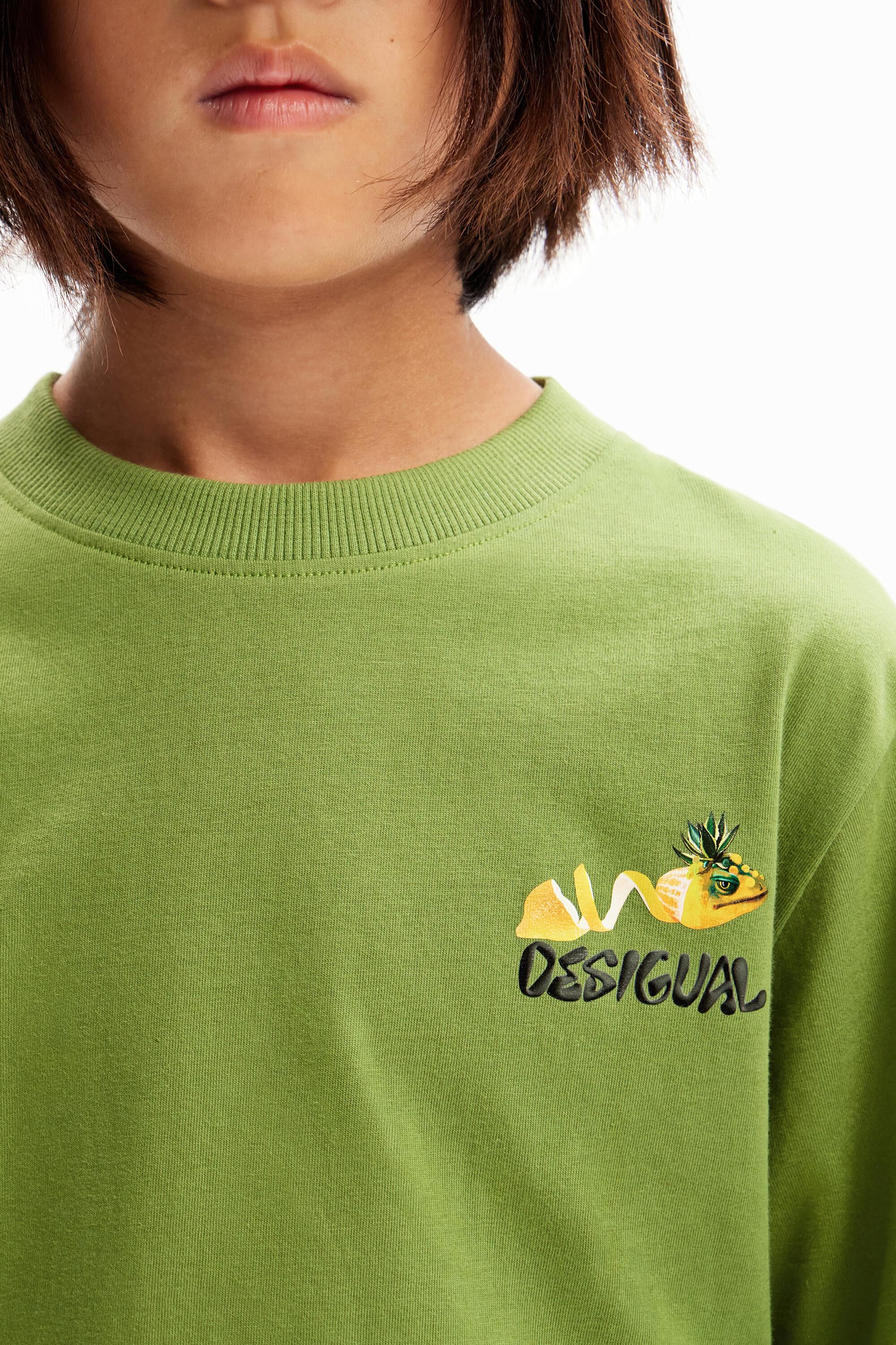 Camiseta Desigual para Hombre con Estampado de Limón y Reptil Camiseta Desigual para Hombre con Estampado de Limón y Reptil