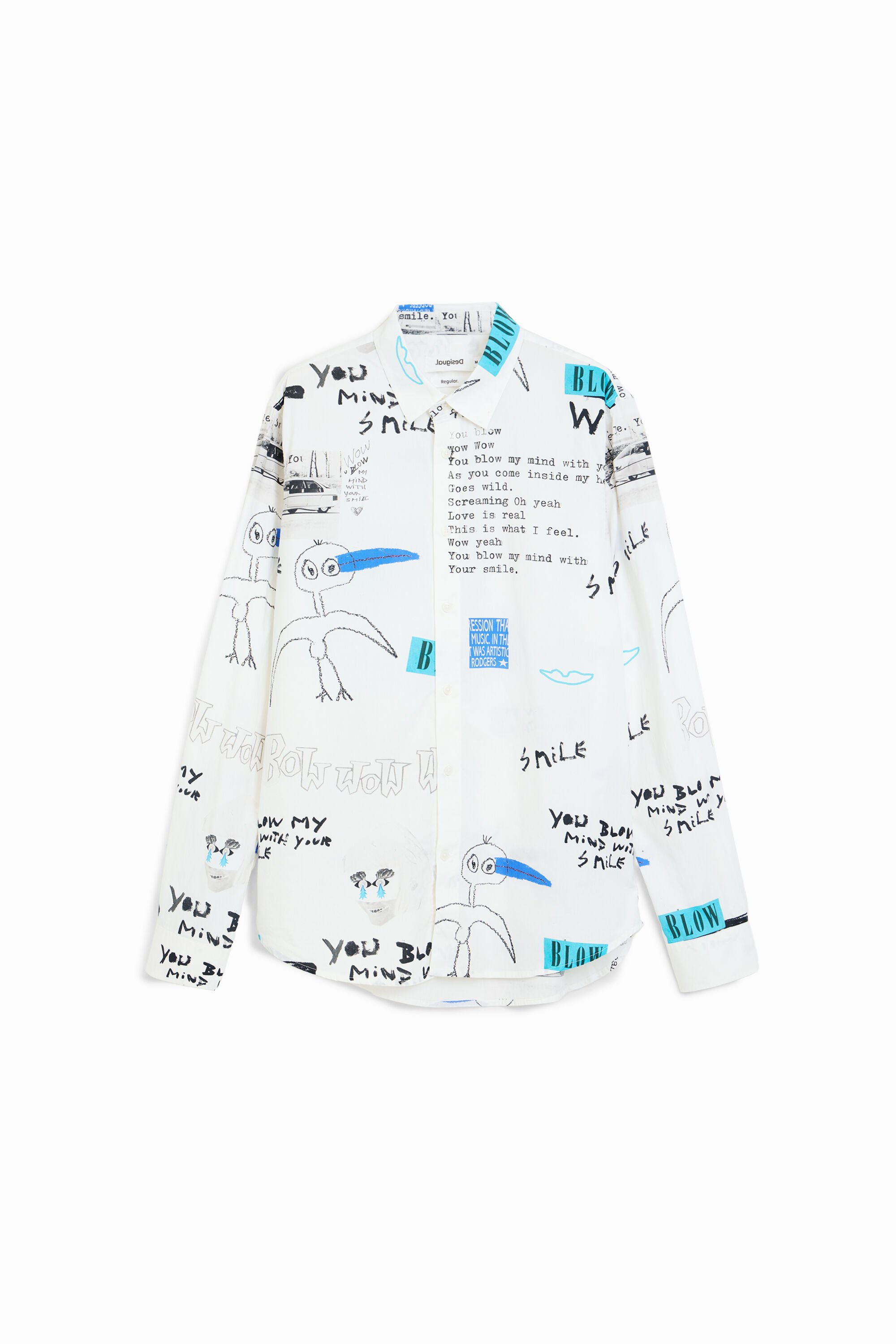 Camisa Desigual para Hombres con Mensajes Artísticos Camisa Desigual para Hombres con Mensajes Artísticos