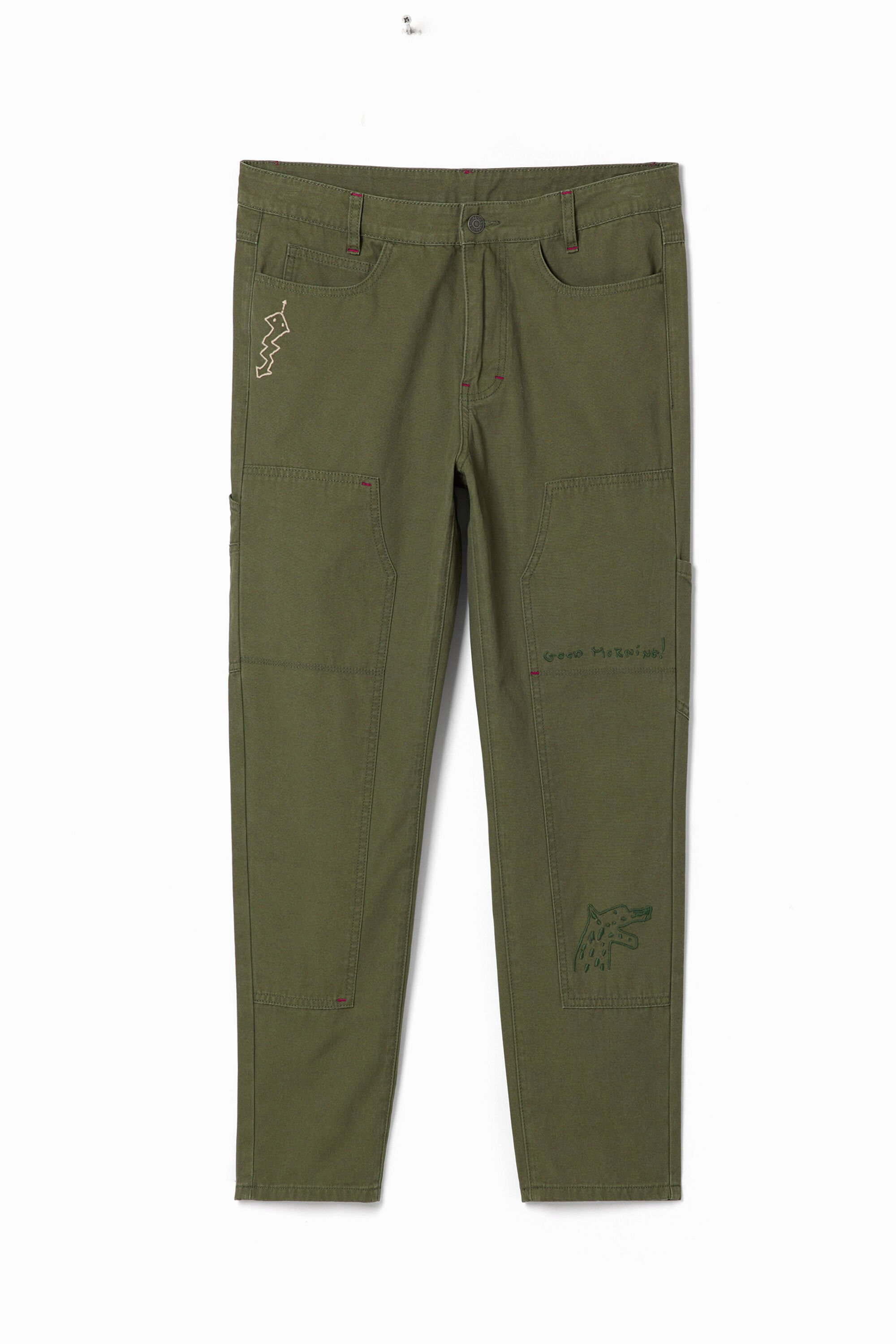 Desigual Pantalón Largo Recto con Bordados para Hombre