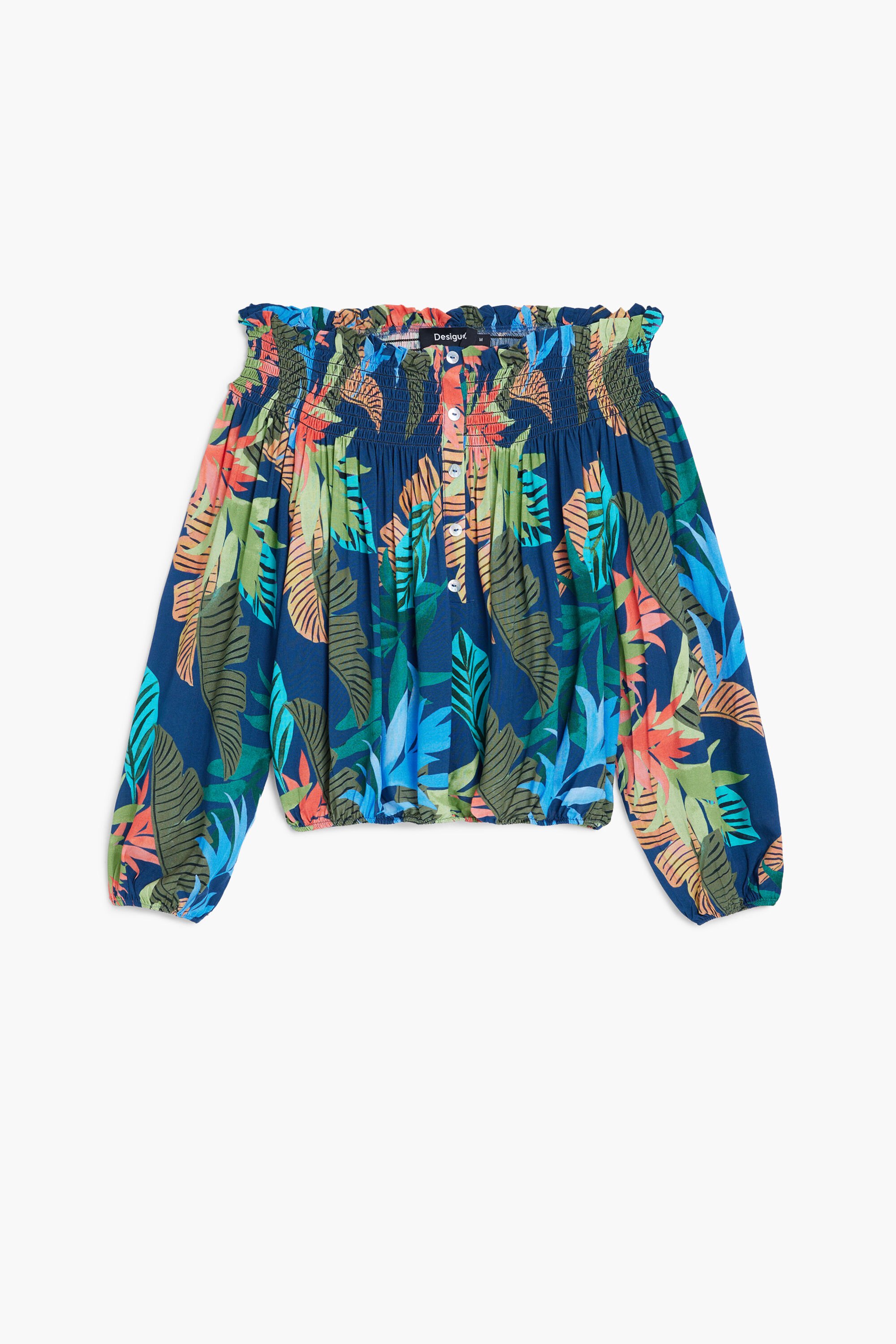 Blusa Estampada Escote Barco de Mujer Desigual