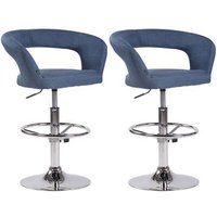 Set de 2 Taburetes Altos Jaen Tela Azul