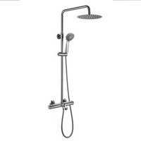 Columna de Ducha Termostática Redonda Multiusos 100-150 cm, Acabado Cromo Brillo
