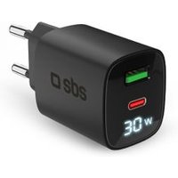 Cargador Universal Sbs Tetrganlcd1usb1c30k Negro para Dispositivos Móviles