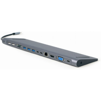 Adaptador Multipuerto Gembird USB-C 9 en 1 con HDMI, VGA, PD, Lector y LAN