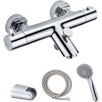 Grifo Termostático para Bañera Bra con Barra de Ducha, Acabado Cromado