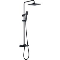 Columna de Ducha Termostática Cuadrada / Redonda 83-120 Cm Negro Mate