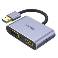Adaptador Unitek USB-A a HDMI y VGA Full HD
