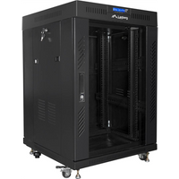 Armario Rack De Suelo 19" 22U 600x600 Puerta Cristal Negro Lanberg