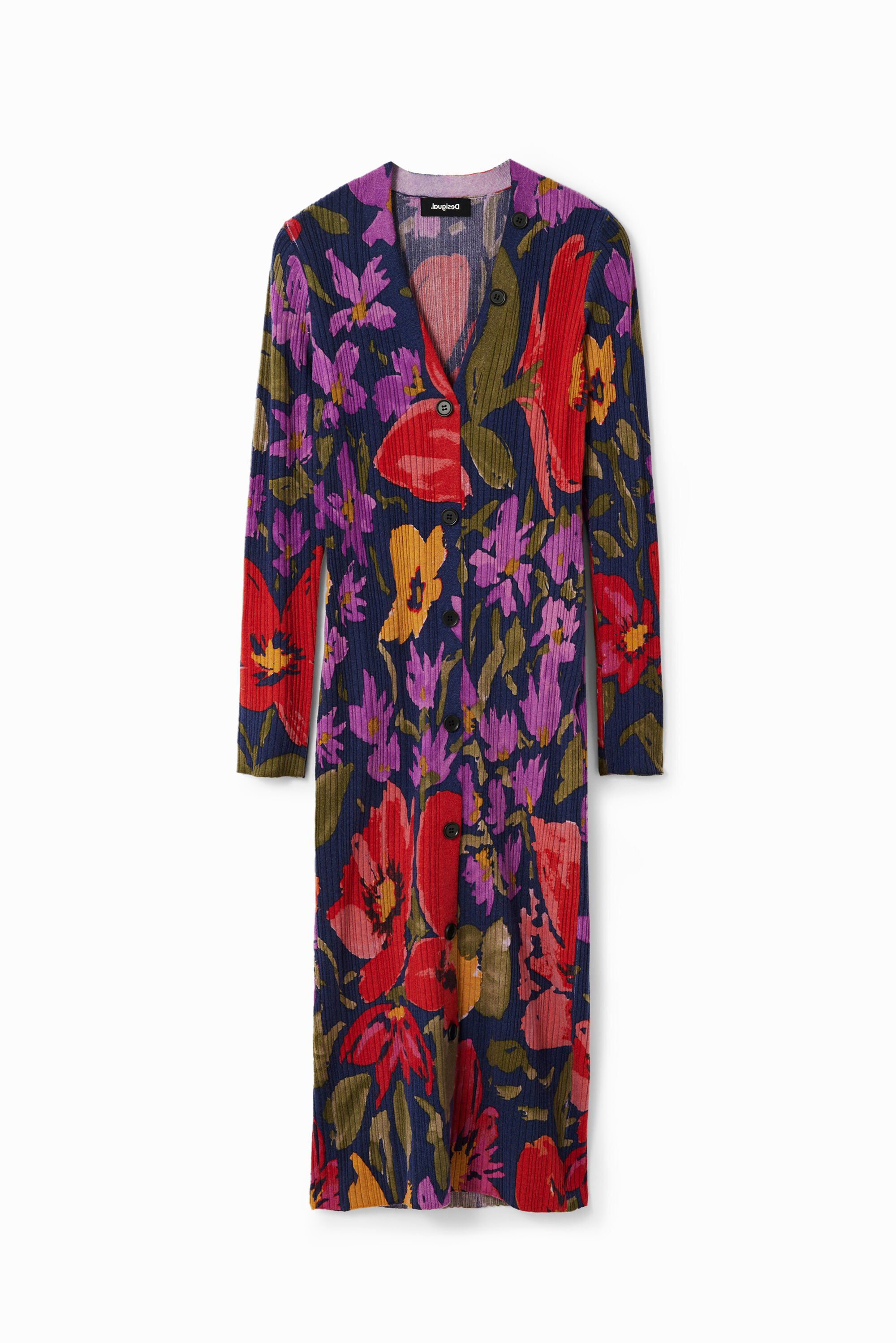 Vestido de punto midi con flores de Desigual