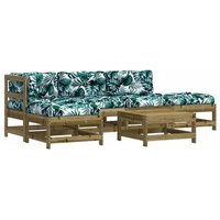 Juego de Muebles de Jardín 6 piezas con cojines de madera de pino impregnada