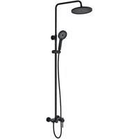 Columna de Ducha Monomando Redonda 96-136 cm con Acabado Negro Mate