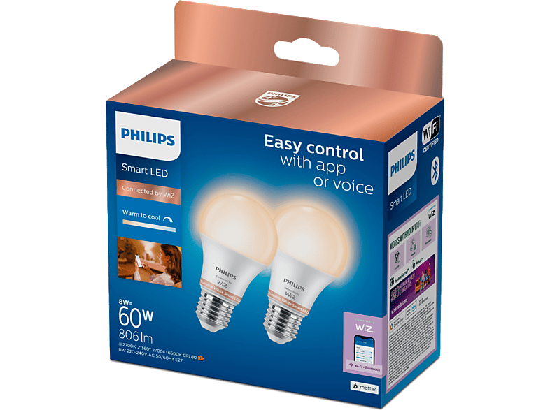 Bombilla Inteligente Philips PHI WFB 60W A60 E27 LED 806 lúmenes