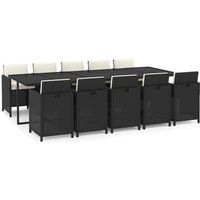 Set Comedor de Jardín 11 Piezas Ratán Sintético Negro Vidaxl