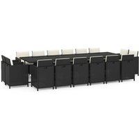 Set de Comedor de Jardín 17 Piezas de Ratán Sintético Vidaxl