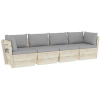 Sofá de Palets de Jardín 4 plazas con cojines Vidaxl