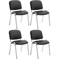 Set de 4 Sillas Ken Cromadas en Polipiel Negro