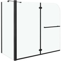 Mampara de Ducha Plegable Esg Negra 120x68x130 cm