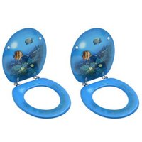 Asiento de Inodoro Vidaxl con Tapa, 2 Unidades, Diseño Fondo Submarino