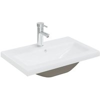 Lavabo de Baño Empotrado de Cerámica Blanco 61x39x18 Cm con Grifo