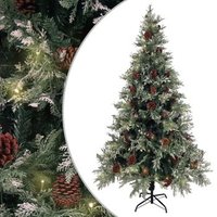 Árbol de Navidad de PVC con Luces y Piñas 195 cm