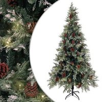 Árbol de Navidad de PVC con Luces y Piñas 225 cm