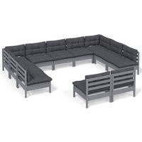 Muebles de Jardín de 11 Piezas con Cojines