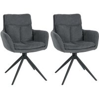 Juego de 2 Sillas de Comedor Vilas Tela Gris Oscuro