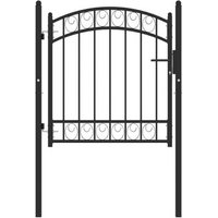 Puerta de Jardín con Arco Superior Acero Negro 100x100 cm