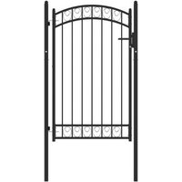Puerta de Jardín con Arco Superior de Acero Negro 100x150 cm