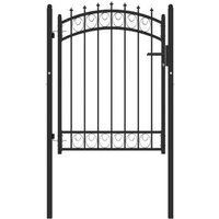 Puerta de Valla con Picos de Acero Negro 100x125 cm Puerta de Valla con Picos de Acero Negro 100x125 cm