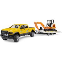 Camión Bruder Ram 2500 con Remolque y Miniexcavadora