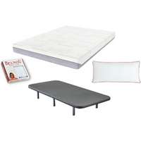 Pack Colchón Viscoelástico Aloe con Base Tapizada y Accesorios