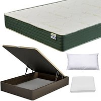 Pack Colchón Viscoelástico Naturvisco + Canapé de Madera Hard 90x190 + Almohada + Funda de Colchón Factory Colchon