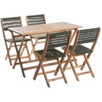 Conjunto de Comedor de Jardín de 4 Plazas Mesa de Exterior 120x60cm Sillas Madera de Acacia Prossedi