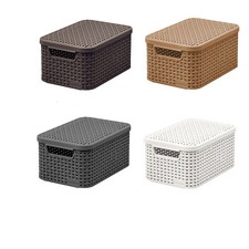 Cesta de Almacenamiento Curver Estilo Ratán con Tapa