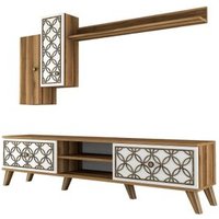 Mueble de Televisión Nogal y Blanco