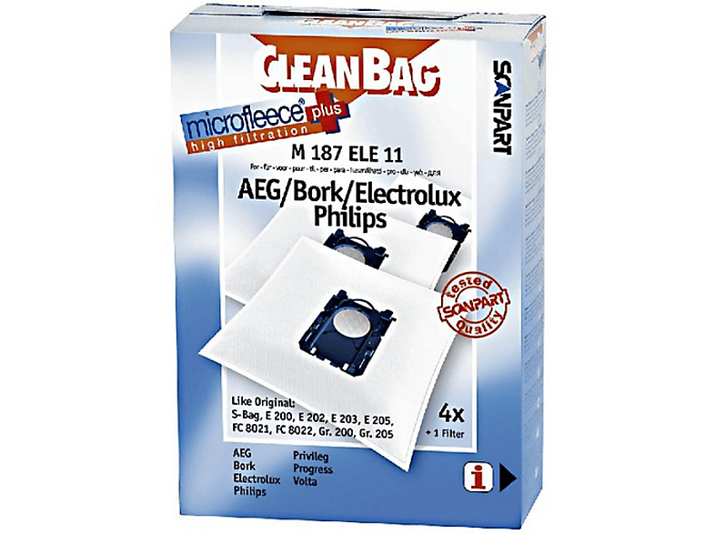 Bolsas de aspirador Scanpart M187 ELE 11, Pack 4 unidades