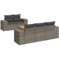 Set de Muebles de Jardín de Ratán Sintético de 6 Piezas con Cojines