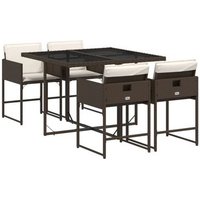 Set Comedor de Jardín de 5 Piezas con Cojines