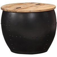 Mesa de centro redonda de madera maciza de mango 53x43 cm