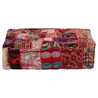Puf Cuadrado De Patchwork Algodón Hecho A Mano 50x50x12 Cm