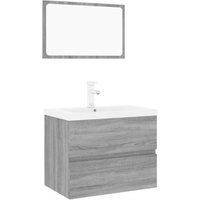 Mueble de Baño Vidaxl Madera Contrachapada Gris Sonoma