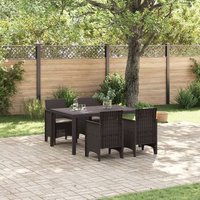 Juego de Comedor de Jardín de 5 Piezas con Cojines Marrón
