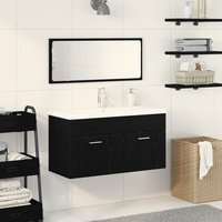 Conjunto de Muebles para Baño Set de 2 Roble Negro V7889