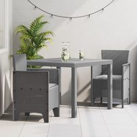 Juego De Comedor De Jardín De 3 Piezas Ratán Sintético